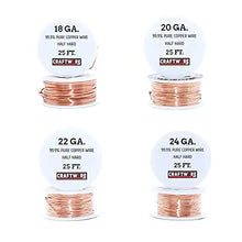 Load image into Gallery viewer, Assorted Solid Bare Copper Wire Round Selection, Bright, Dead Soft and Half Hard, 25 Feet, Choose