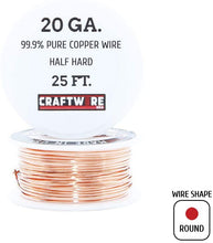 Load image into Gallery viewer, Assorted Solid Bare Copper Wire Round Selection, Bright, Dead Soft and Half Hard, 25 Feet, Choose