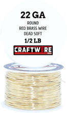 Load image into Gallery viewer, Red Brass Solid Bare Wire Round Selection, Bright, Dead Soft, 1/2 LB, Choose from 12 to 26 Gauge
