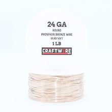 Load image into Gallery viewer, Bronze Solid Bare Metal Wire: Round, Bright, Dead Soft, 1 LB, Choose from 12, 14, 16, 18, 20, 22, 24, 26 Gauge