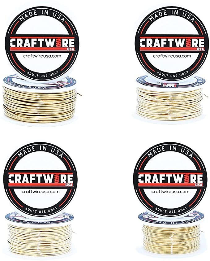 Assorted Red Brass Solid Bare Wire Round Selection, Dead Soft, 25 Feet, Choose from 18 to 24 Gauge