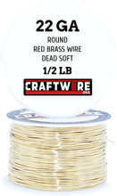 Load image into Gallery viewer, Red Brass Solid Bare Wire Round Selection, Bright, Dead Soft, 1/2 LB, Choose from 12 to 26 Gauge
