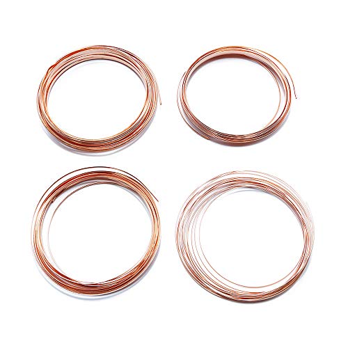 Assorted Solid Bare Copper Wire Half Round, Bright, Dead Soft 10 FT, Choose from 12, 14, 16, 18 Gauge