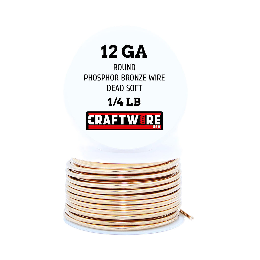 Bronze Solid Bare Metal Wire: Round, Bright, Dead Soft, 1/4 LB, Choose from 12, 14, 16, 18, 20, 22, 24, 26 Gauge
