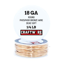 Load image into Gallery viewer, Bronze Solid Bare Metal Wire: Round, Bright, Dead Soft, 1/4 LB, Choose from 12, 14, 16, 18, 20, 22, 24, 26 Gauge
