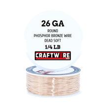 Load image into Gallery viewer, Bronze Solid Bare Metal Wire: Round, Bright, Dead Soft, 1/4 LB, Choose from 12, 14, 16, 18, 20, 22, 24, 26 Gauge
