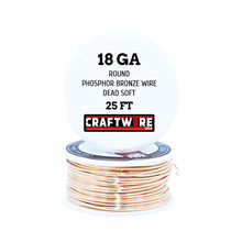 Load image into Gallery viewer, Assorted Bronze Solid Bare Metal Wire: Round, Bright, Dead Soft, 25 FT, Choose from 18 to 24 Gauge
