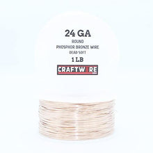 Load image into Gallery viewer, Bronze Solid Bare Metal Wire: Round, Bright, Dead Soft, 1 LB, Choose from 12, 14, 16, 18, 20, 22, 24, 26 Gauge
