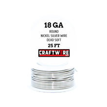 Load image into Gallery viewer, Assorted Nickel Silver Solid Bare Wire Round Selection, Dead Soft, 25 Feet, Choose from 18 to 24 Gauge
