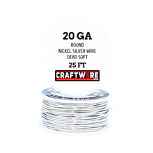 Load image into Gallery viewer, Assorted Nickel Silver Solid Bare Wire Round Selection, Dead Soft, 25 Feet, Choose from 18 to 24 Gauge
