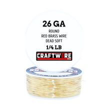 Load image into Gallery viewer, Red Brass Solid Bare Wire Round Selection, Dead Soft, 1/4 LB, Choose from 12, 14, 16, 18, 20, 22, 24, 26 Gauge
