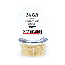 Load image into Gallery viewer, Assorted Red Brass Solid Bare Wire Round Selection, Dead Soft, 25 Feet, Choose from 18 to 24 Gauge
