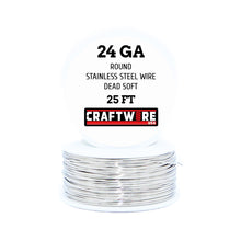 Load image into Gallery viewer, Assorted Stainless Steel Solid Bare Wire Round Selection, Dead Soft, 25 Feet, Choose from 18 to 24 Gauge
