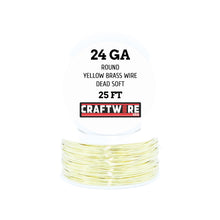 Load image into Gallery viewer, Assorted Yellow Brass Solid Bare Metal Wire Round, Bright, Dead Soft, 25 FT, Choose from 18 to 24 Gauge

